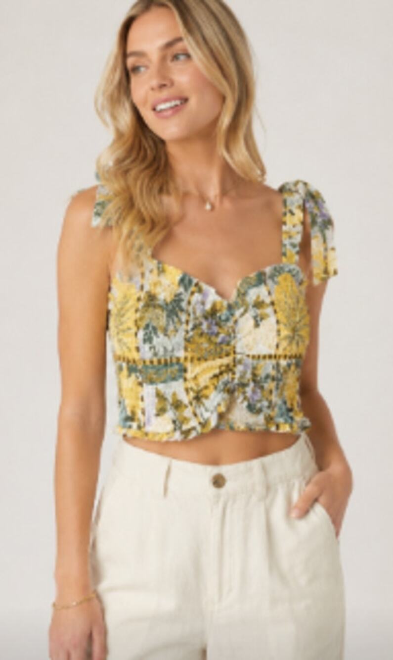 New VICI Collection Floral Smocked Tie Strap Tank Top Size Large